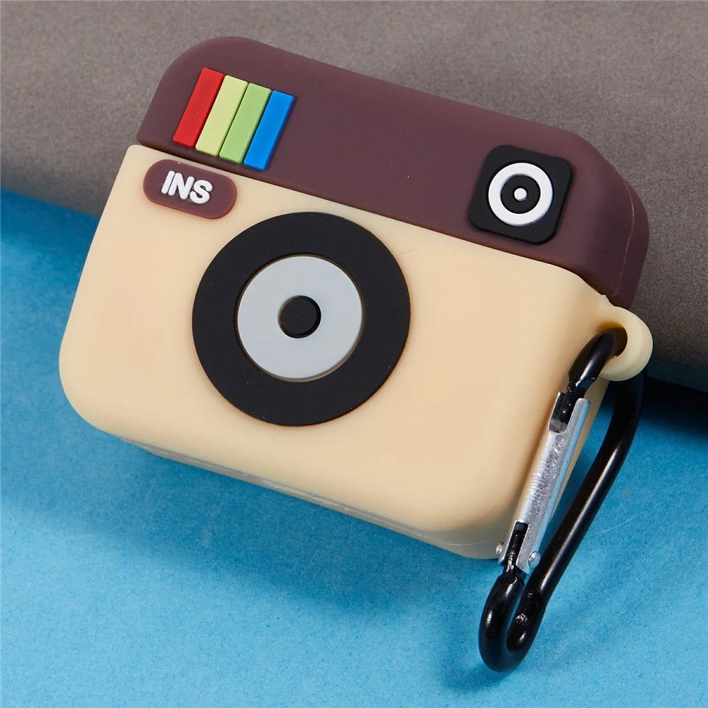 For Apple AirPods Pro Bluetooth-compatible Earphones Silicone Cover Instant Camera Protective Case with Carabiner - 3