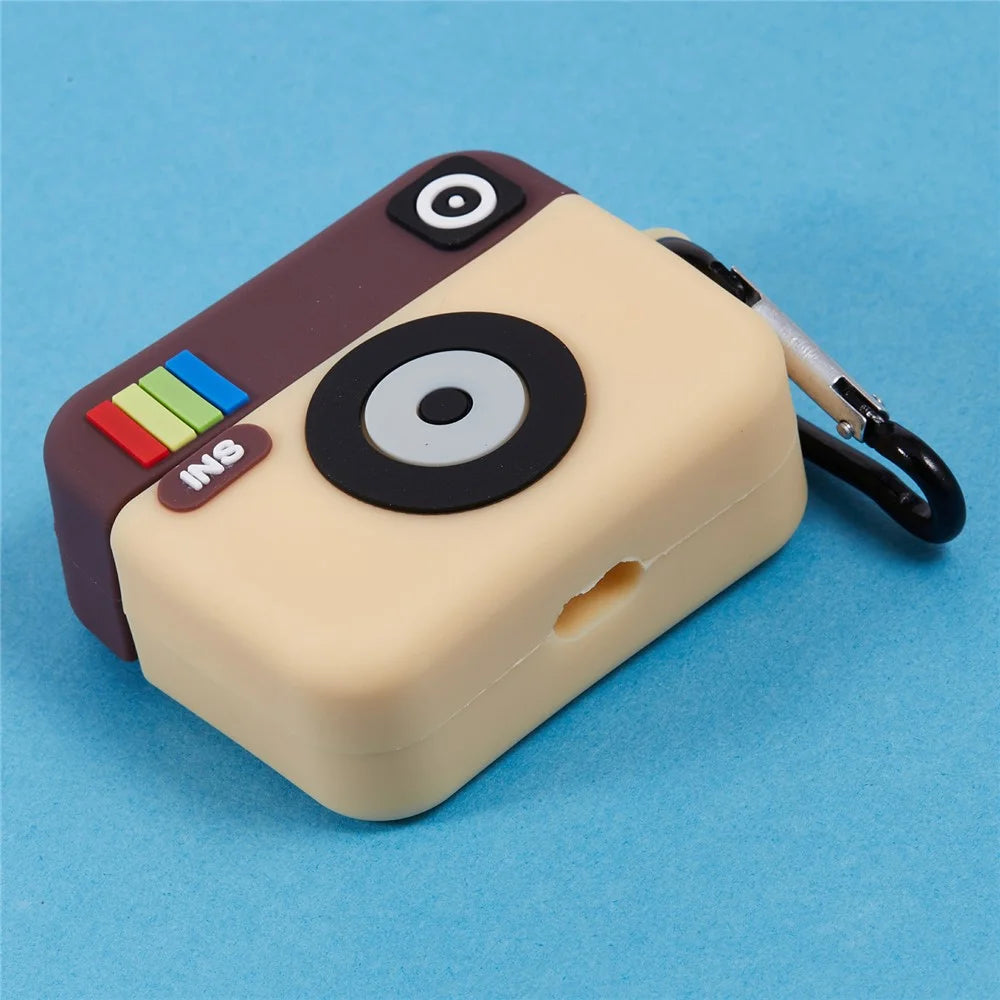 For Apple AirPods Pro Bluetooth-compatible Earphones Silicone Cover Instant Camera Protective Case with Carabiner - 6