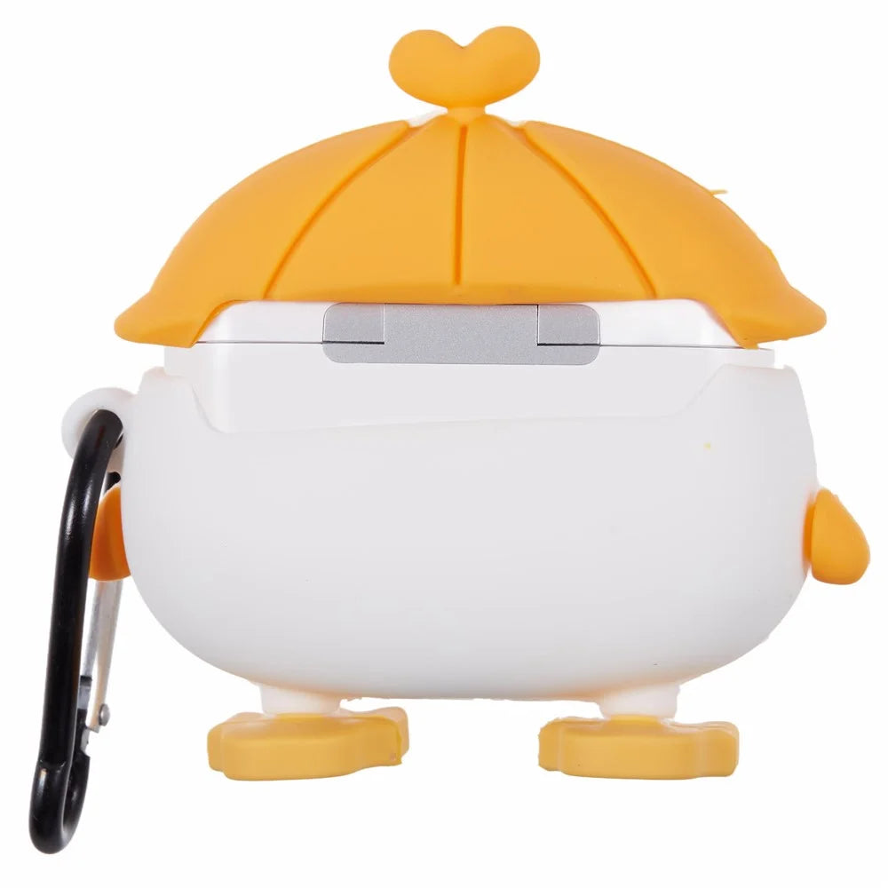 Silicone Cover for Apple AirPods Pro Cartoon Duck Bluetooth-compatible Earphones Protective Case with Carabiner - Duck+Hat - 2