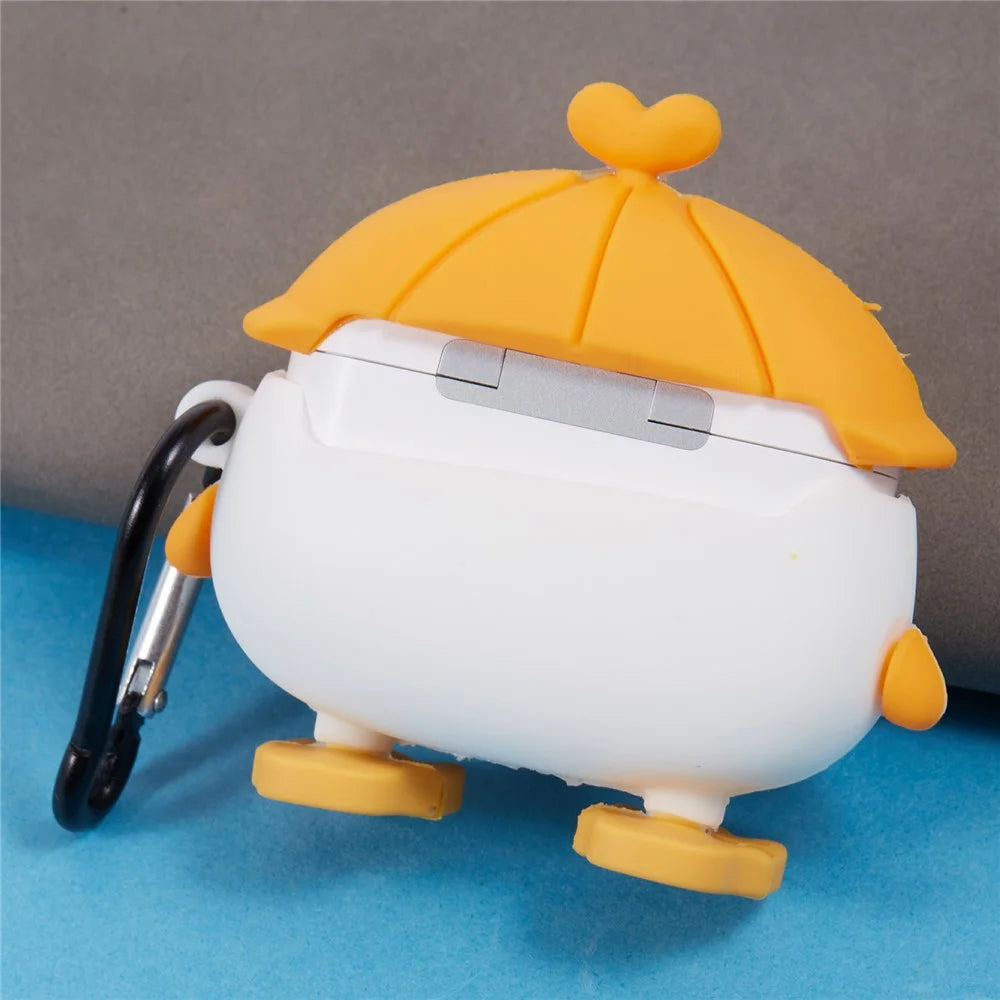 Silicone Cover for Apple AirPods Pro Cartoon Duck Bluetooth-compatible Earphones Protective Case with Carabiner - Duck+Hat - 4