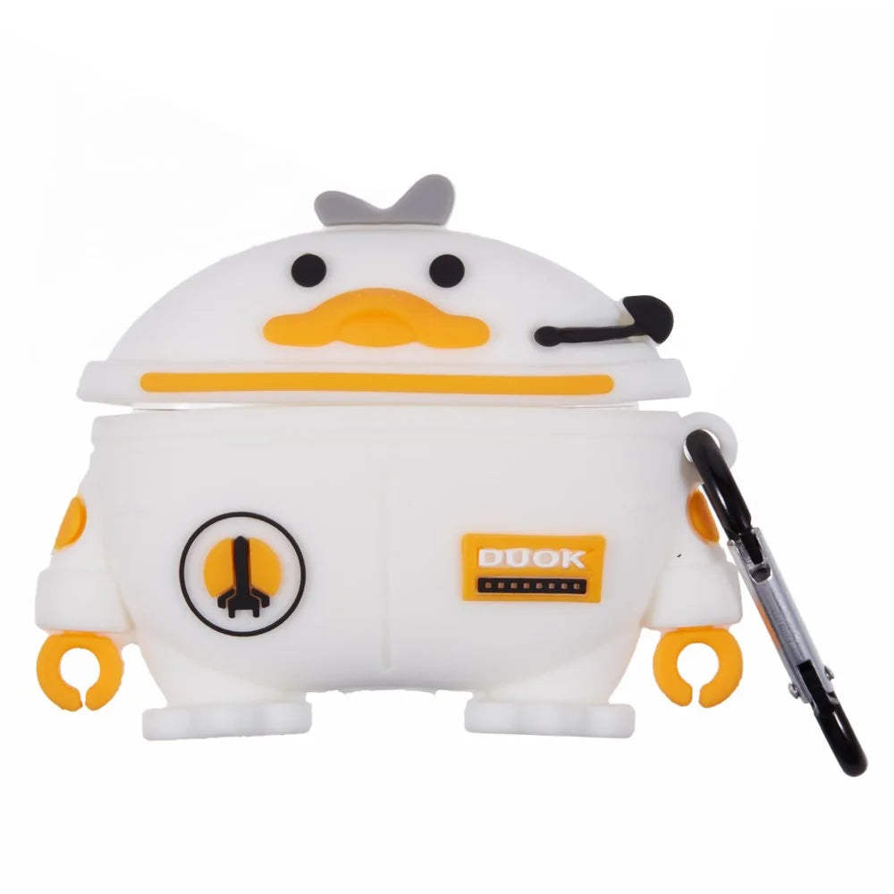 For Apple AirPods Pro Bluetooth-compatible Earphones Silicone Cover Space Duck Protective Case with Carabiner - 1