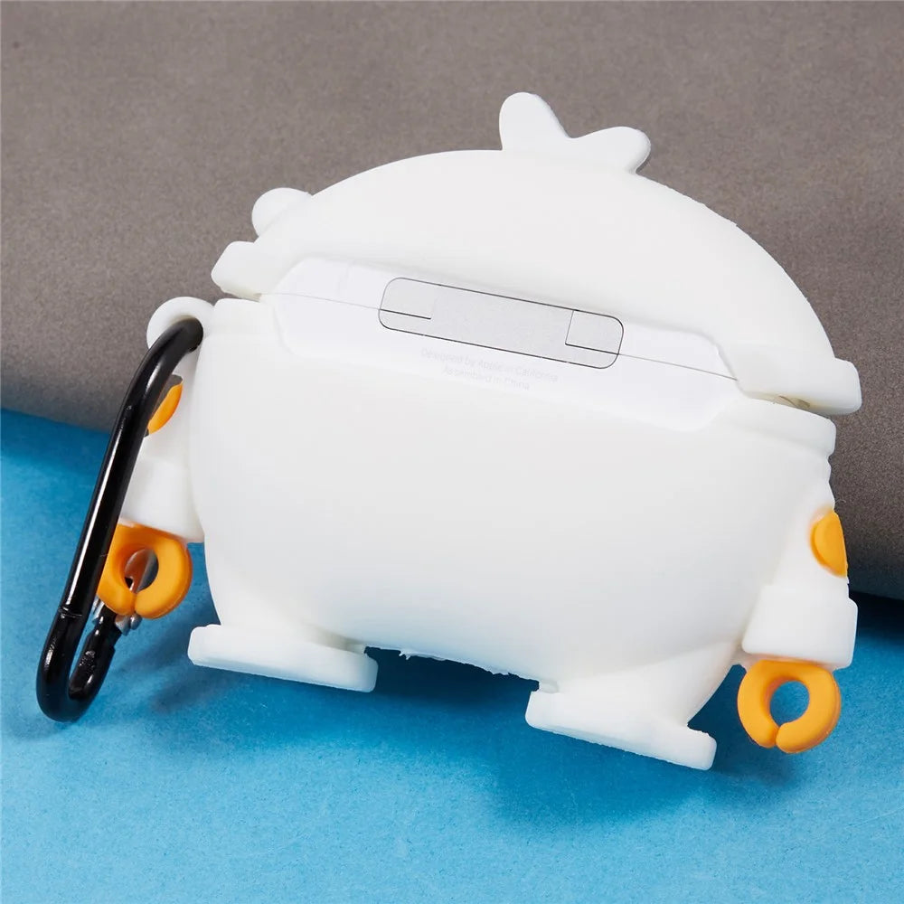 For Apple AirPods Pro Bluetooth-compatible Earphones Silicone Cover Space Duck Protective Case with Carabiner - 4