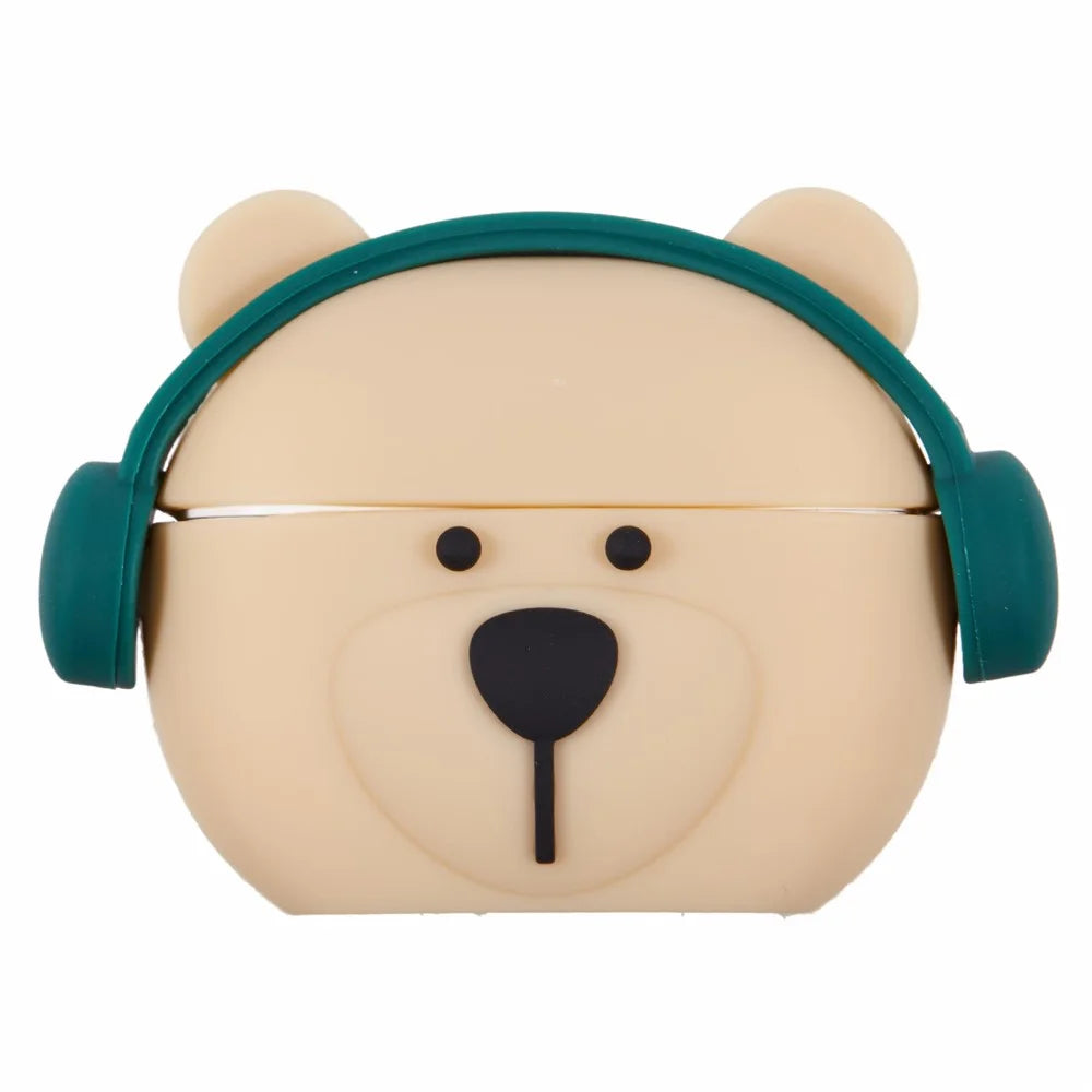 For Apple AirPods Pro Bluetooth-compatible Earphones Silicone Cover Headset Bear Protective Case with Carabiner - 1
