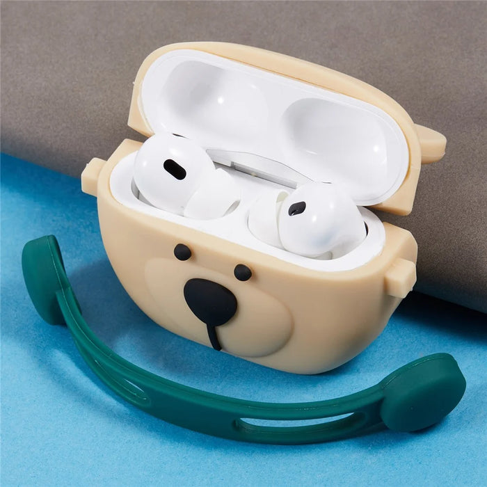 For Apple AirPods Pro Bluetooth-compatible Earphones Silicone Cover Headset Bear Protective Case with Carabiner - 5