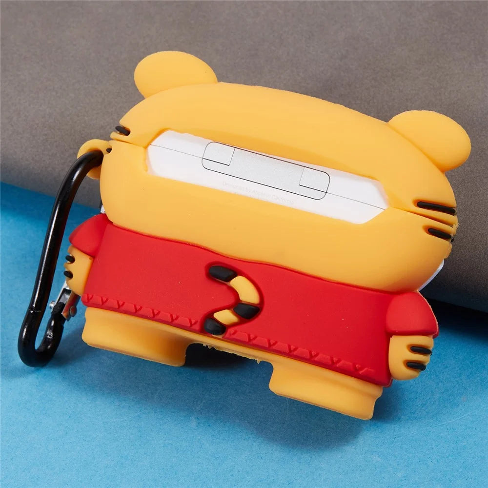 For Apple AirPods Pro Bluetooth-compatible Earphones Silicone Cover Cartoon Tiger Protective Case with Carabiner - 4