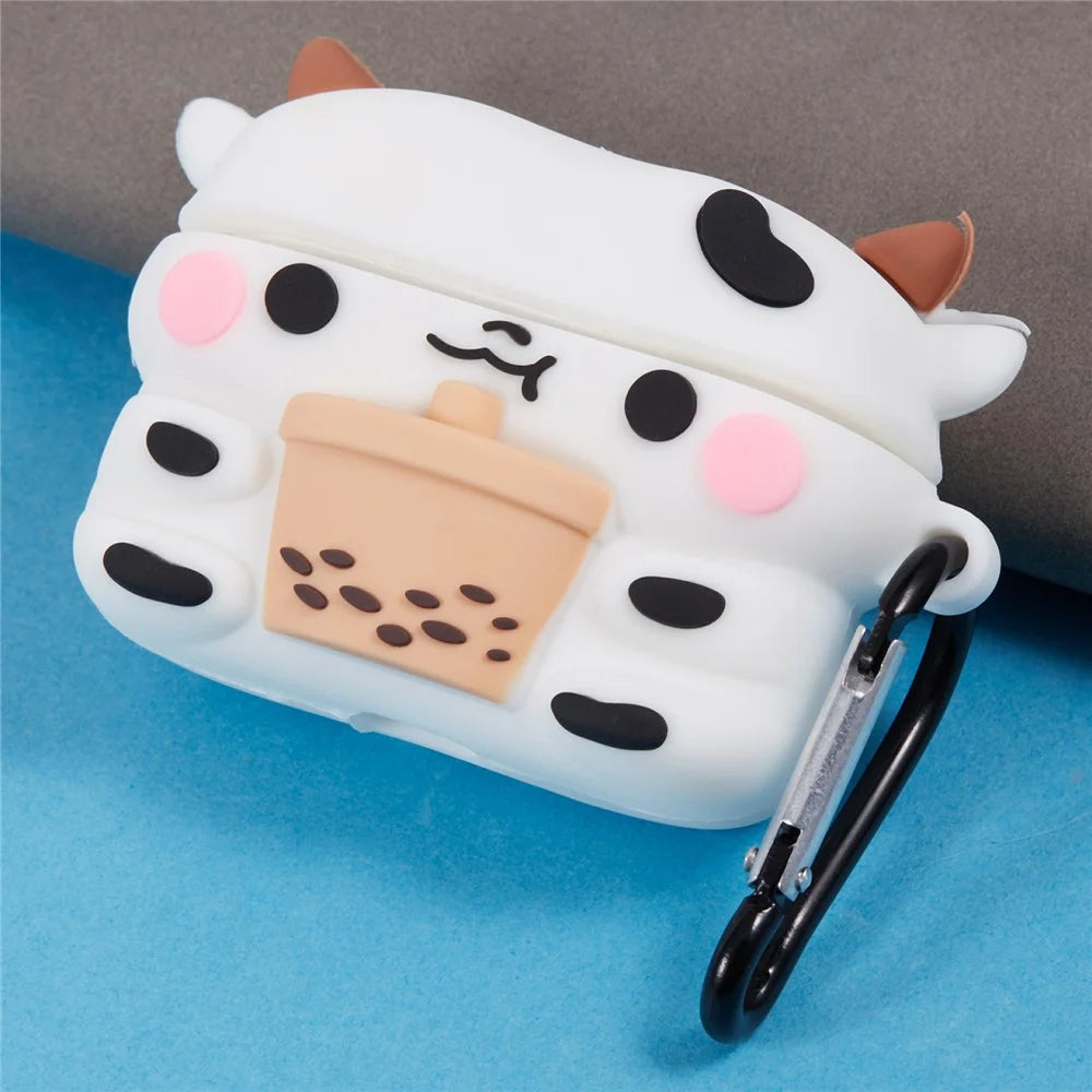 For Apple AirPods Pro Silicone Cover Milk Tea Cow Bluetooth-compatible Earphones Protective Case - 3