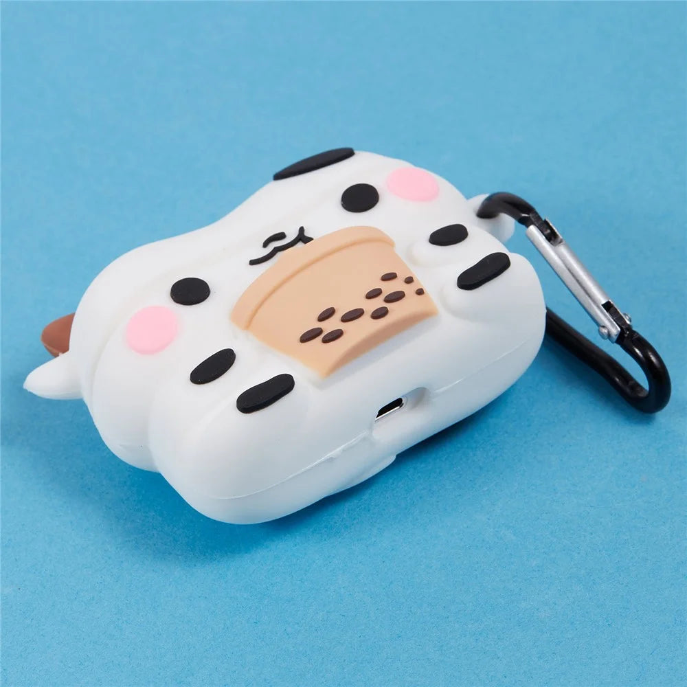 For Apple AirPods Pro Silicone Cover Milk Tea Cow Bluetooth-compatible Earphones Protective Case - 6