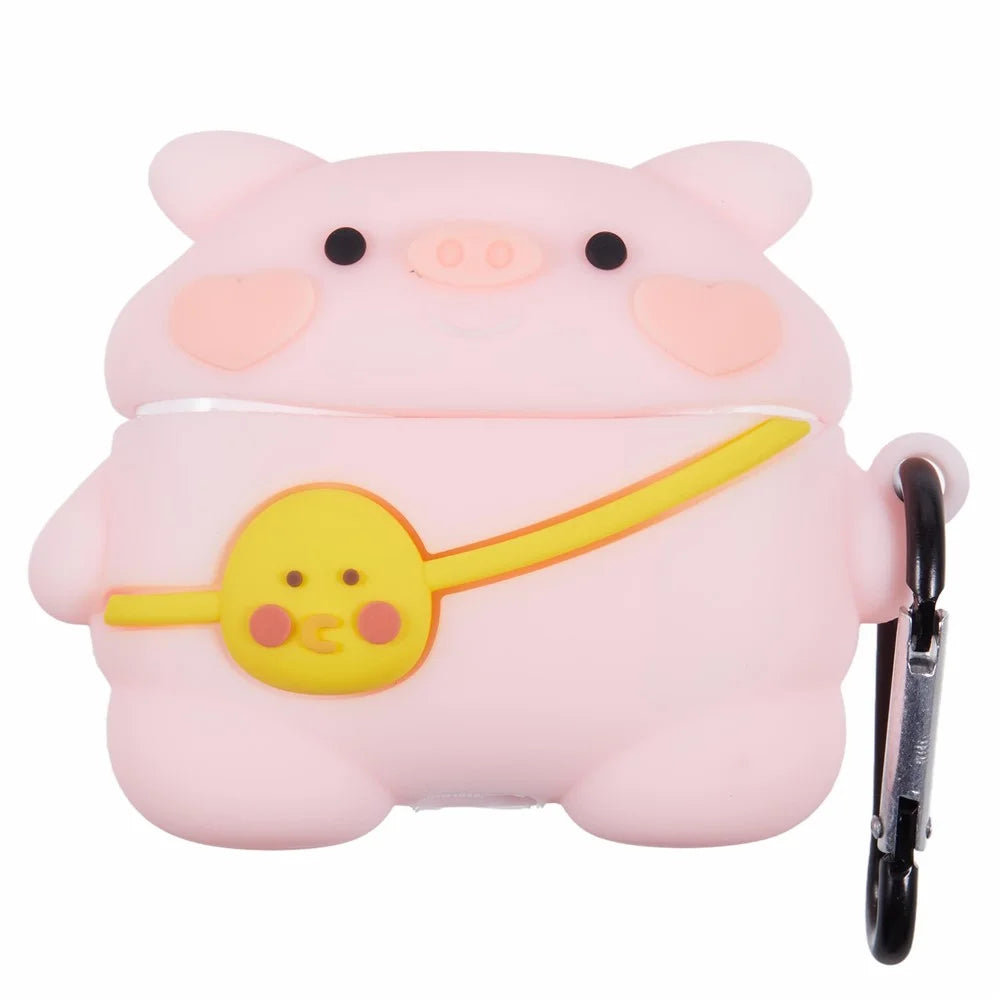 For Apple AirPods Pro Silicone Cover Lovely Cartoon Pig Bluetooth-compatible Earphones Protective Case - 1