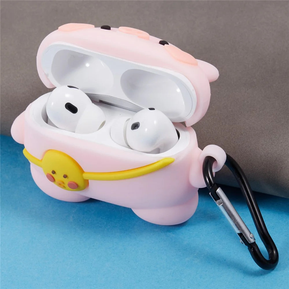For Apple AirPods Pro Silicone Cover Lovely Cartoon Pig Bluetooth-compatible Earphones Protective Case - 5