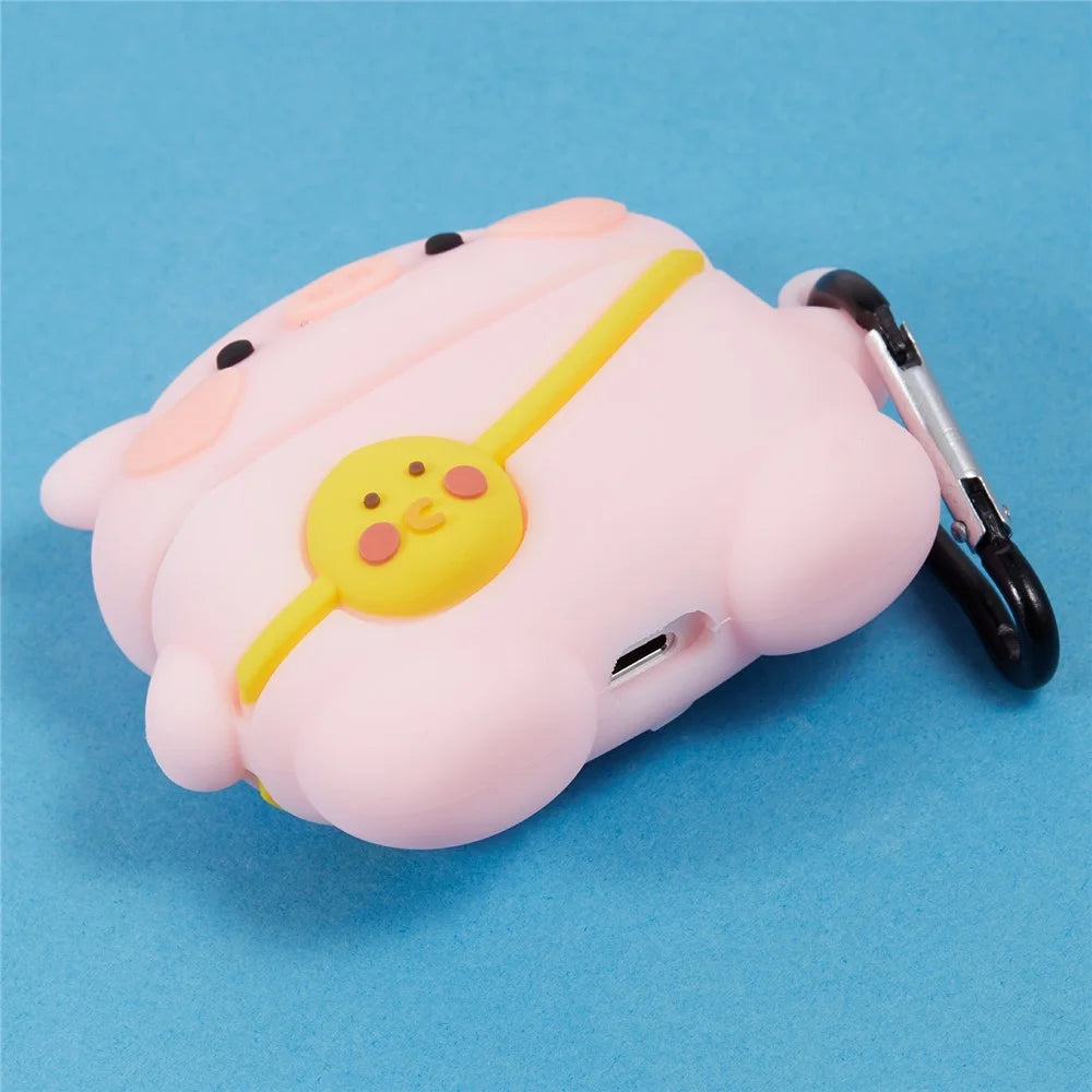 For Apple AirPods Pro Silicone Cover Lovely Cartoon Pig Bluetooth-compatible Earphones Protective Case - 6