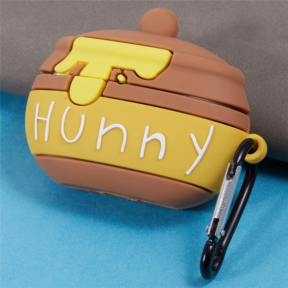 For Apple AirPods Pro Bluetooth-compatible Earphones Silicone Cover Honey Pot Protective Case with Carabiner - 3