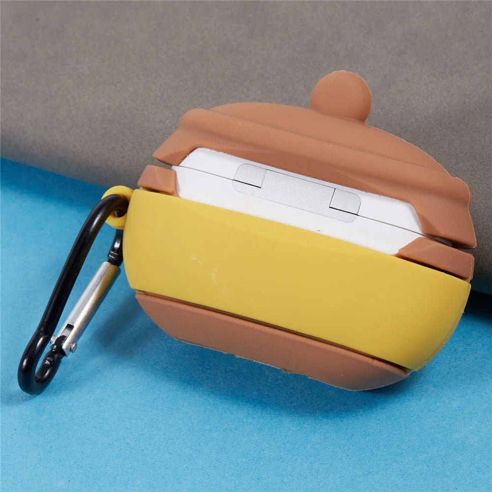 For Apple AirPods Pro Bluetooth-compatible Earphones Silicone Cover Honey Pot Protective Case with Carabiner - 4
