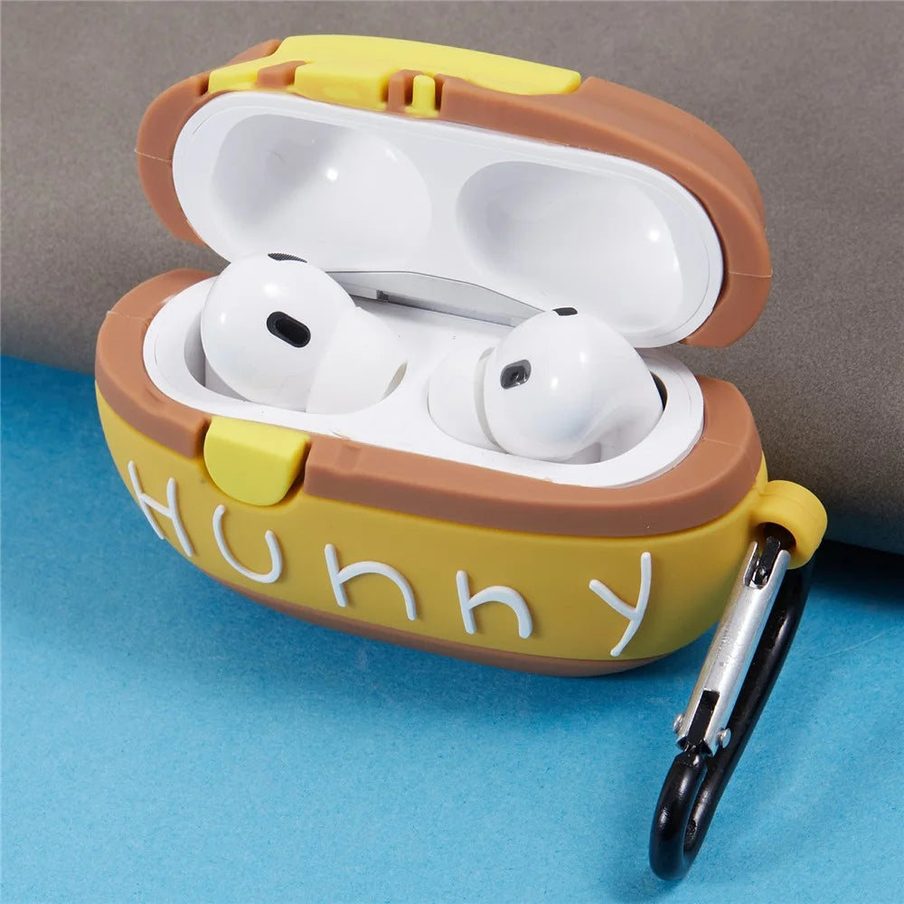 For Apple AirPods Pro Bluetooth-compatible Earphones Silicone Cover Honey Pot Protective Case with Carabiner - 5