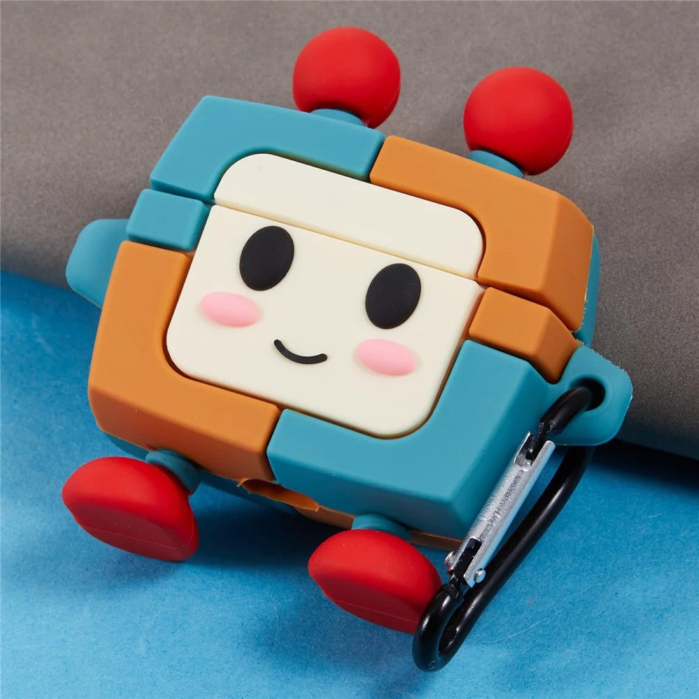 For Apple AirPods Pro Bluetooth-compatible Earphones Silicone Cover Colorful Robot Protective Case with Carabiner - 3