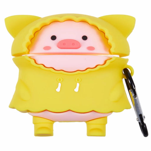 For Apple AirPods Pro Bluetooth-compatible Earphones Silicone Cover Raincoat Pig Protective Case with Carabiner - 1