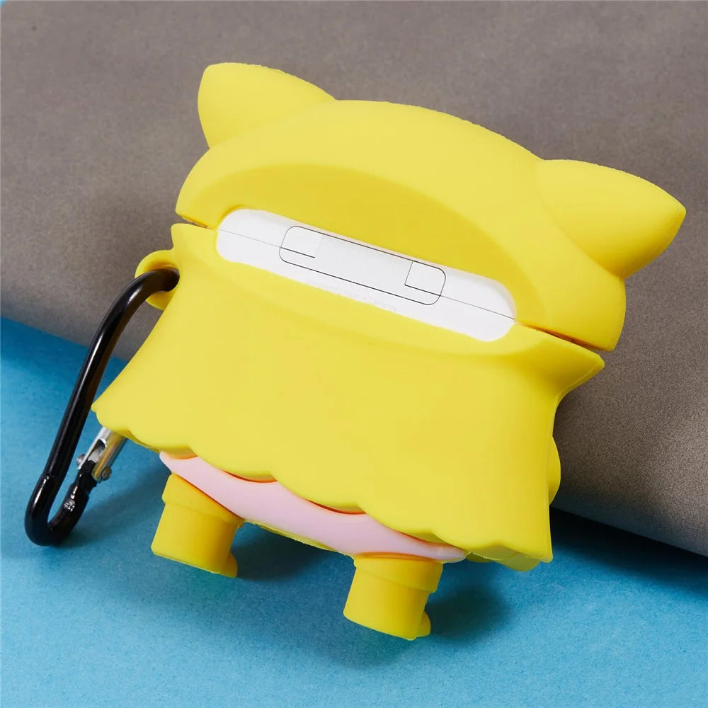 For Apple AirPods Pro Bluetooth-compatible Earphones Silicone Cover Raincoat Pig Protective Case with Carabiner - 4