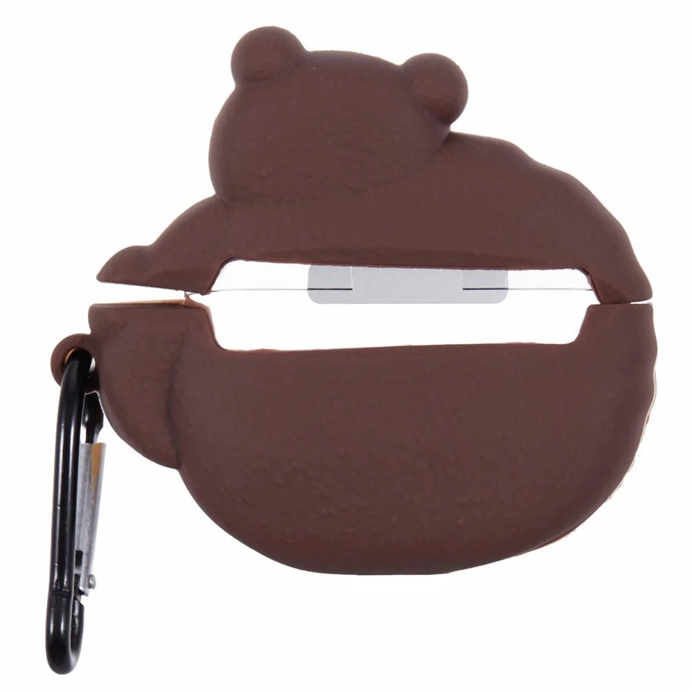 Silicone Cover for Apple AirPods Pro Cookie Bear Bluetooth-compatible Earphones Protective Case with Carabiner - 2
