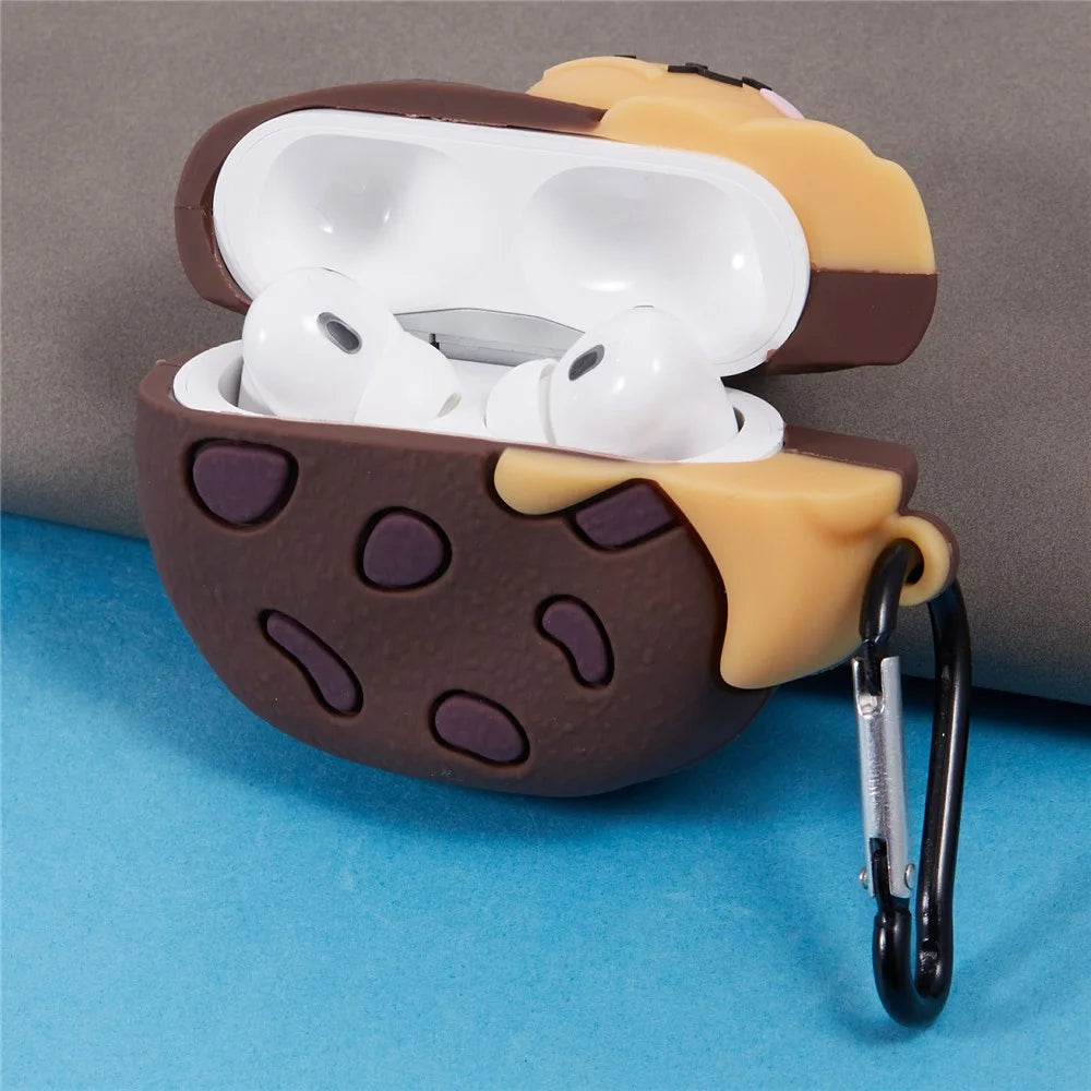 Silicone Cover for Apple AirPods Pro Cookie Bear Bluetooth-compatible Earphones Protective Case with Carabiner - 5