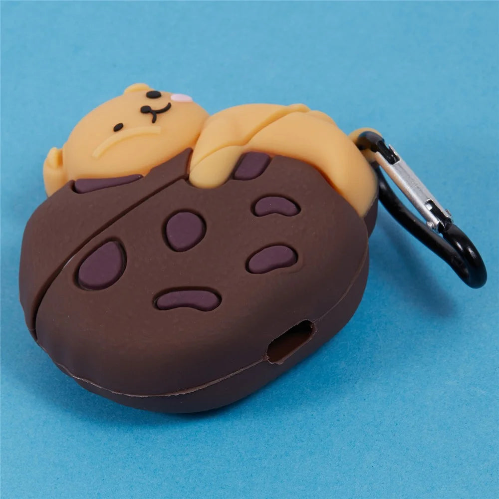 Silicone Cover for Apple AirPods Pro Cookie Bear Bluetooth-compatible Earphones Protective Case with Carabiner - 6