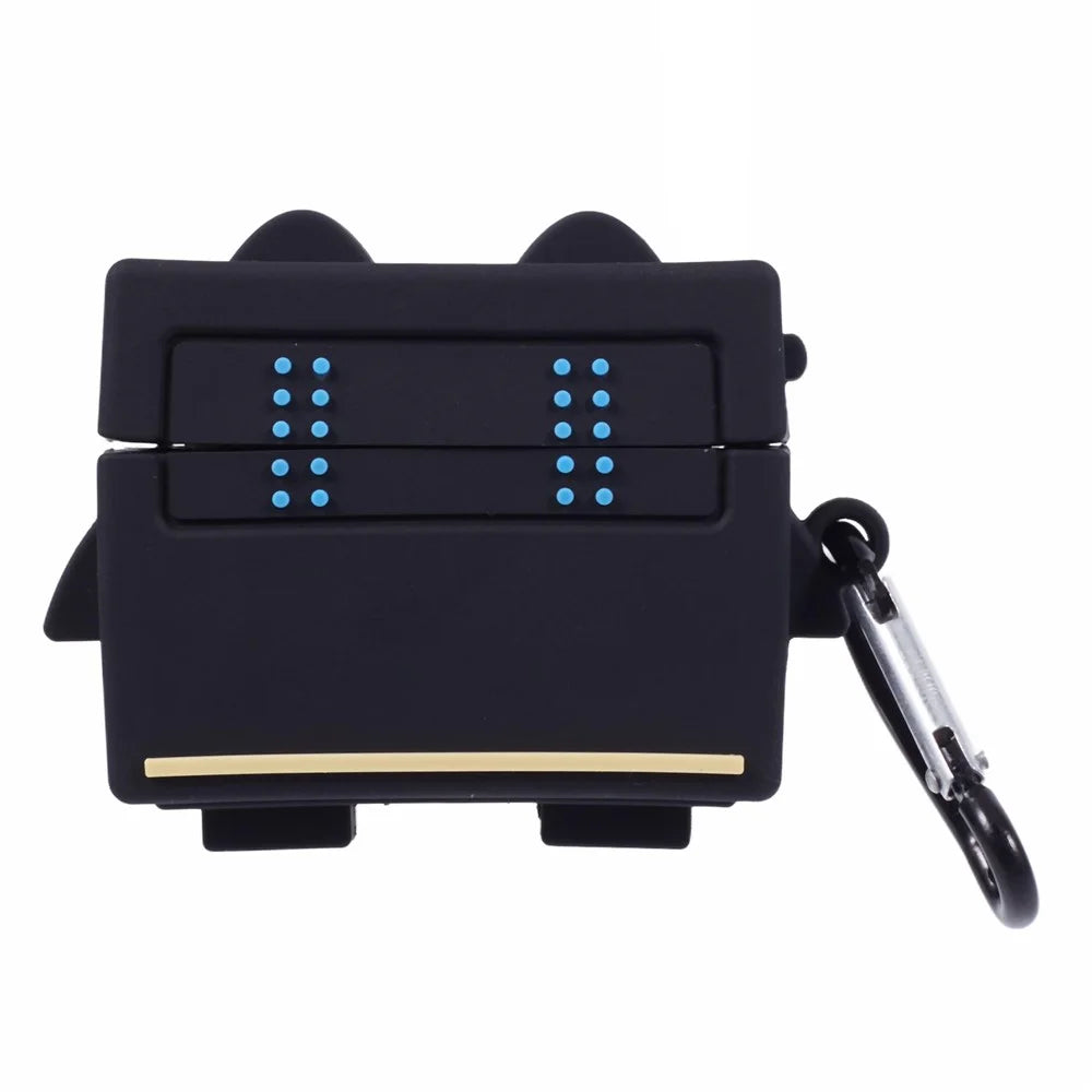 For Apple AirPods Pro Bluetooth-compatible Earphones Silicone Cover Black Robot Protective Case - 1