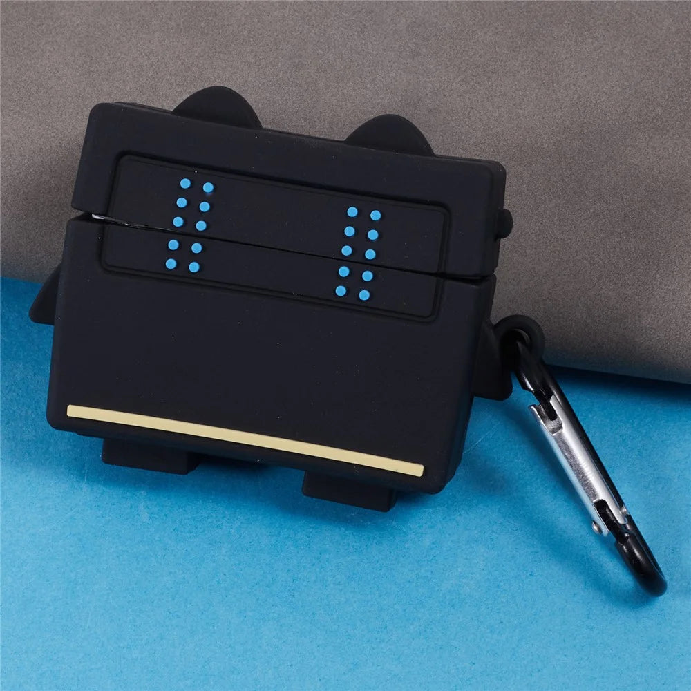 For Apple AirPods Pro Bluetooth-compatible Earphones Silicone Cover Black Robot Protective Case - 5