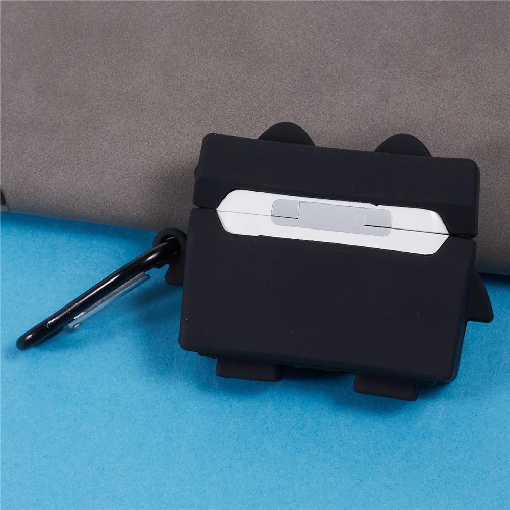 For Apple AirPods Pro Bluetooth-compatible Earphones Silicone Cover Black Robot Protective Case - 6