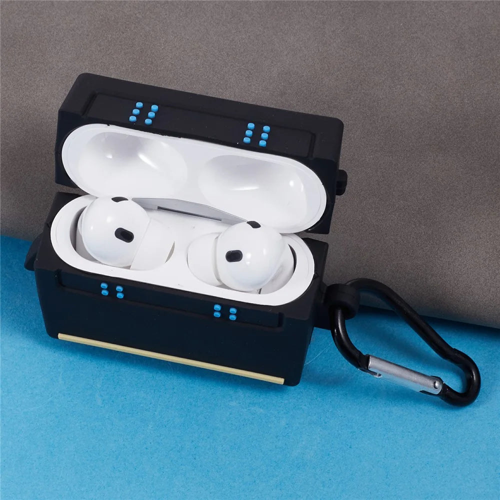 For Apple AirPods Pro Bluetooth-compatible Earphones Silicone Cover Black Robot Protective Case - 7