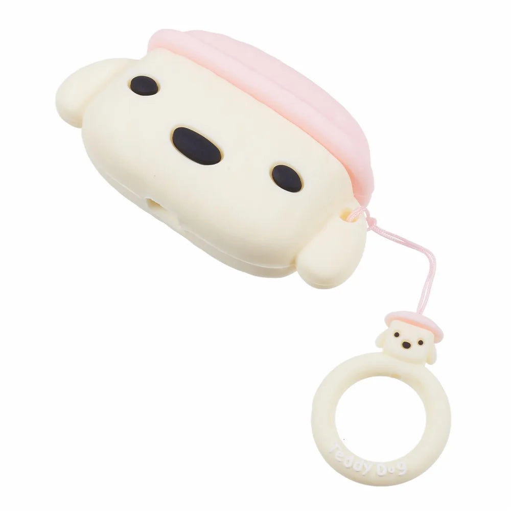For Apple AirPods Pro Bluetooth-compatible Earphones Silicone Cover Teddy Protective Case - Beige - 3