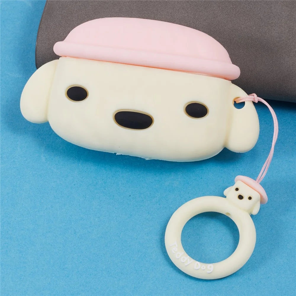 For Apple AirPods Pro Bluetooth-compatible Earphones Silicone Cover Teddy Protective Case - Beige - 5