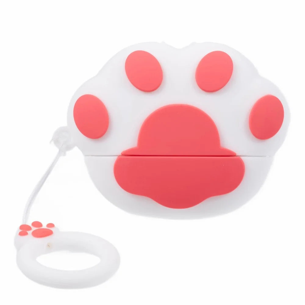 For Apple AirPods Pro Bluetooth-compatible Earphones Silicone Cover Cat Claws Protective Case - White - 1