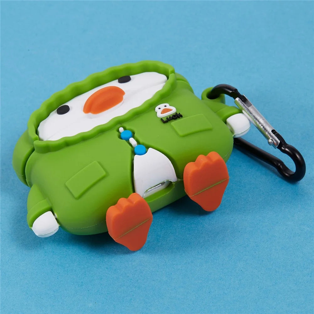Silicone Cover for Apple AirPods Pro Raincoat Duck Bluetooth-compatible Earphones Protective Case with Carabiner - 6