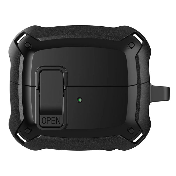 For Samsung Galaxy Buds3 / Buds3 Pro Bluetooth-compatible Earphone Cover TPU+PC Anti-Drop Case with Buckle - All Black - 1