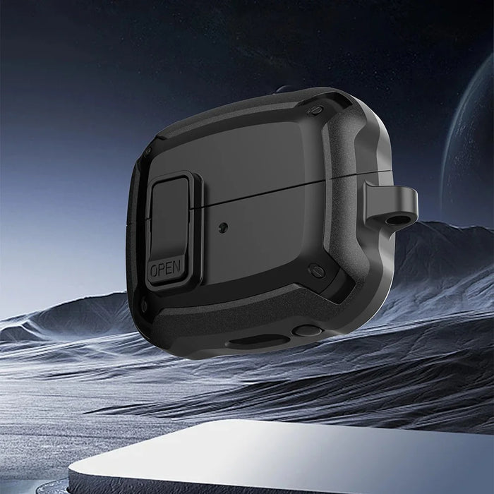 For Samsung Galaxy Buds3 / Buds3 Pro Bluetooth-compatible Earphone Cover TPU+PC Anti-Drop Case with Buckle - All Black - 3