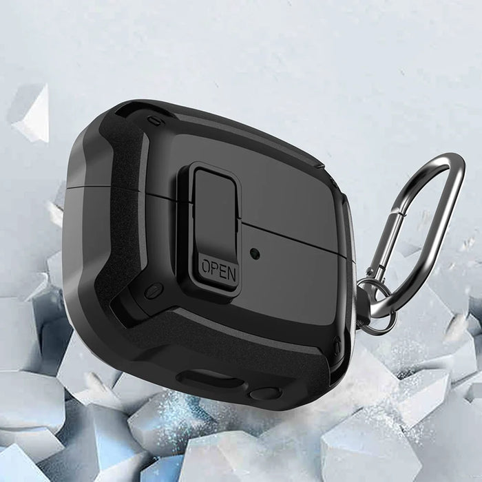 For Samsung Galaxy Buds3 / Buds3 Pro Bluetooth-compatible Earphone Cover TPU+PC Anti-Drop Case with Buckle - All Black - 7
