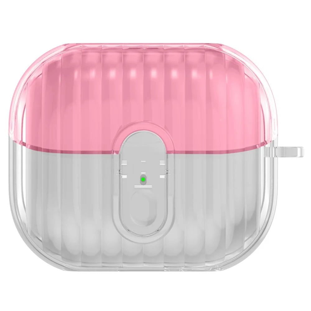 For Samsung Galaxy Buds3 Case Anti-Scratch Bluetooth-compatible Earbuds Protective Cover with Lock - Clear Pink / Clear - 1