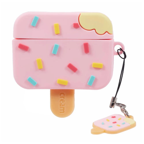 For Apple AirPods Pro Silicone Case Ice Cream Design Bluetooth-compatible Earphone Cover - Pink - 1