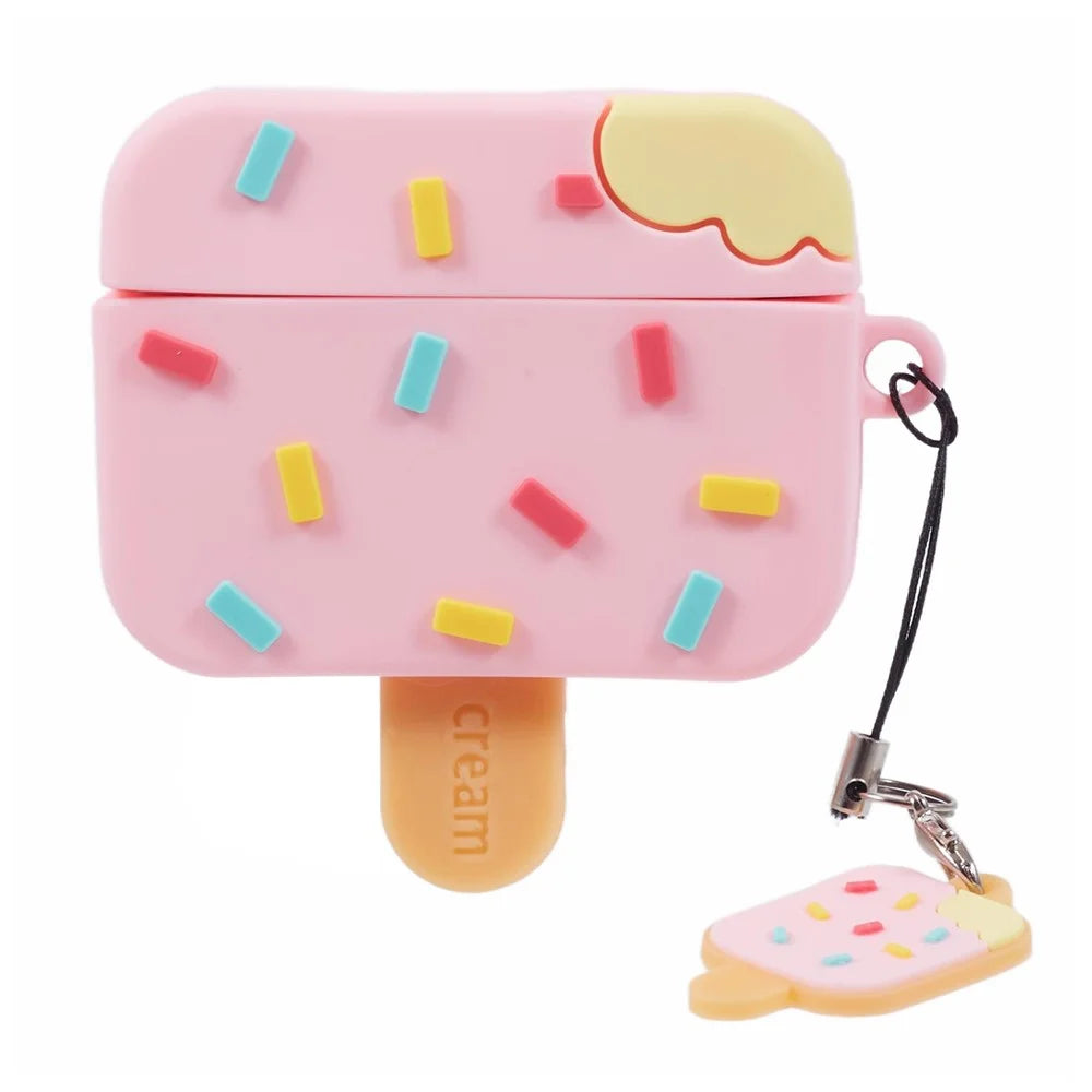 For Apple AirPods Pro Silicone Case Ice Cream Design Bluetooth-compatible Earphone Cover - Pink - 1