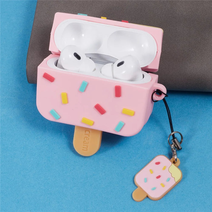 For Apple AirPods Pro Silicone Case Ice Cream Design Bluetooth-compatible Earphone Cover - Pink - 7