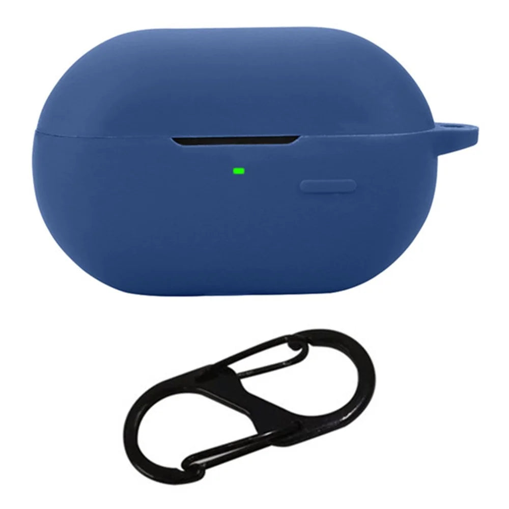 For SoundPEATS Pearlclip Case Bluetooth-compatible Earphone Silicone Cover with Anti-Lost Buckle - Dark Blue - 1