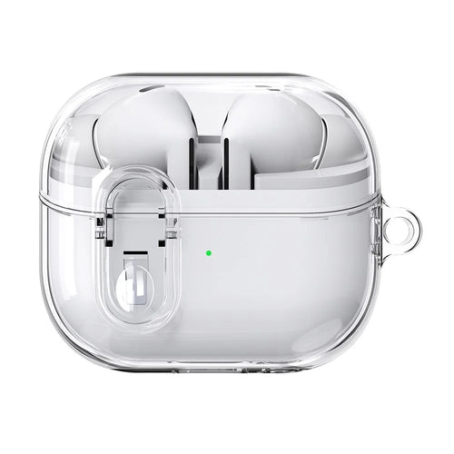 For Samsung Galaxy Buds3 / Buds3 Pro Pressing Buckle Earphone Protective Case Clear TPU+PC Cover - Transparent - 1