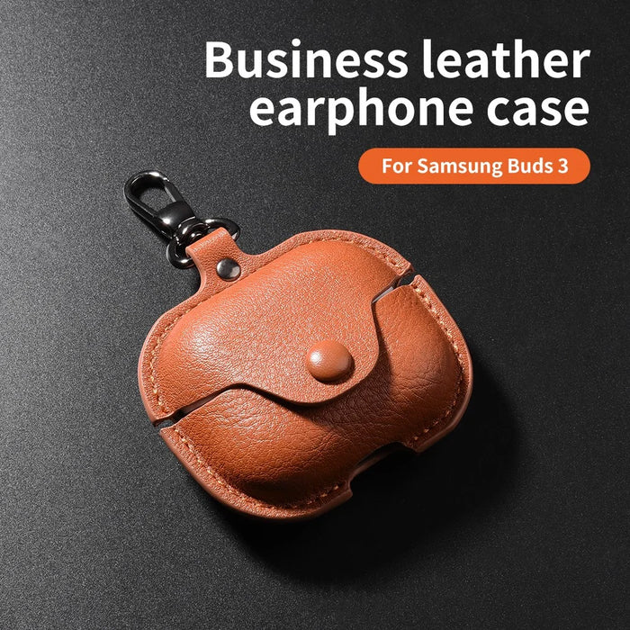 For Samsung Galaxy Buds3 Protective Case Leather+PC Earphone Cover - Brown - 2