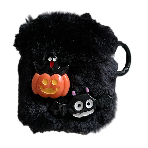 For Apple AirPods with Wireless Charging Case (2019) / AirPods with Charging Case (2019) / (2016) Case Halloween Pumpkin Bat Fluffy TPU Cover - 1