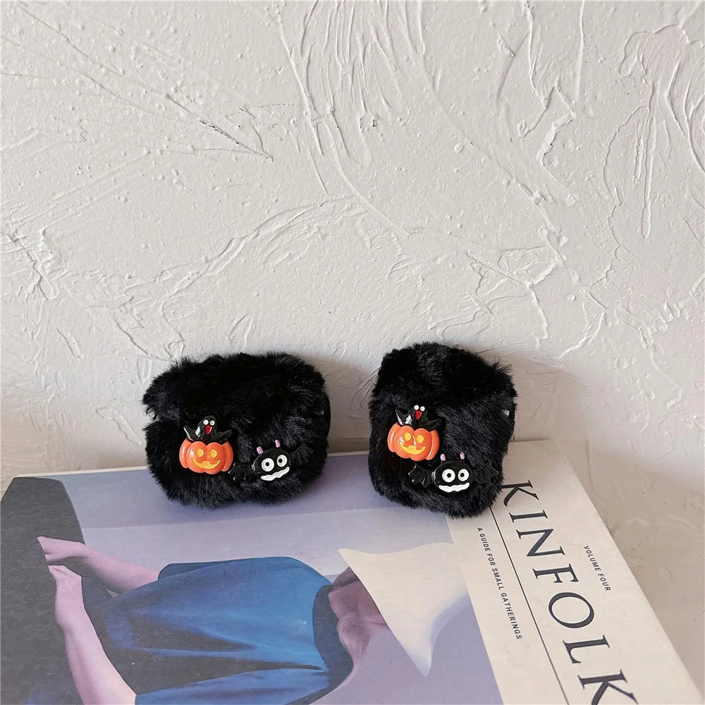 For Apple AirPods with Wireless Charging Case (2019) / AirPods with Charging Case (2019) / (2016) Case Halloween Pumpkin Bat Fluffy TPU Cover - 7