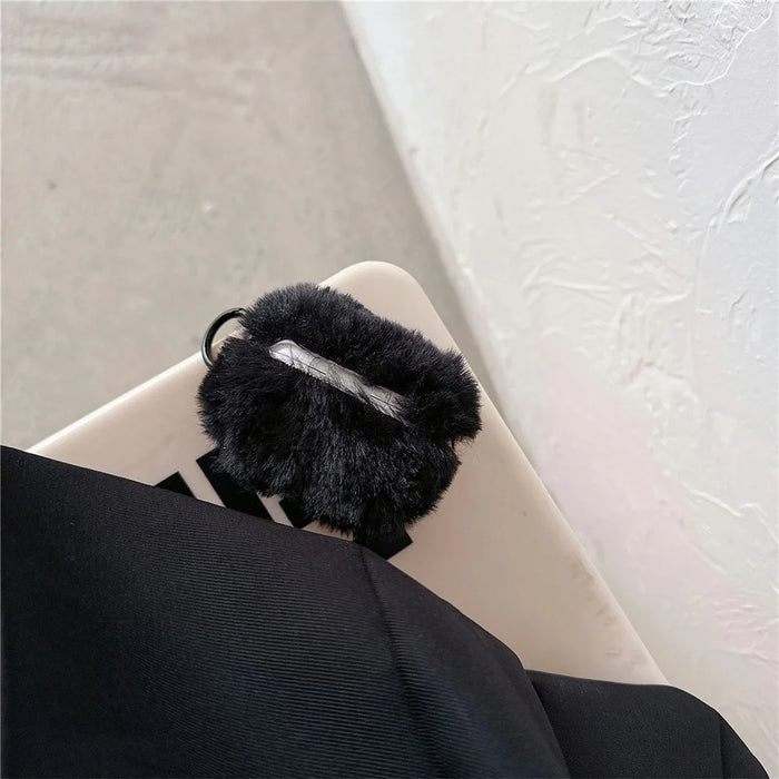 For Apple AirPods 3 Case Halloween Pumpkin Bat Fluffy TPU Cover with Ring Buckle - 3