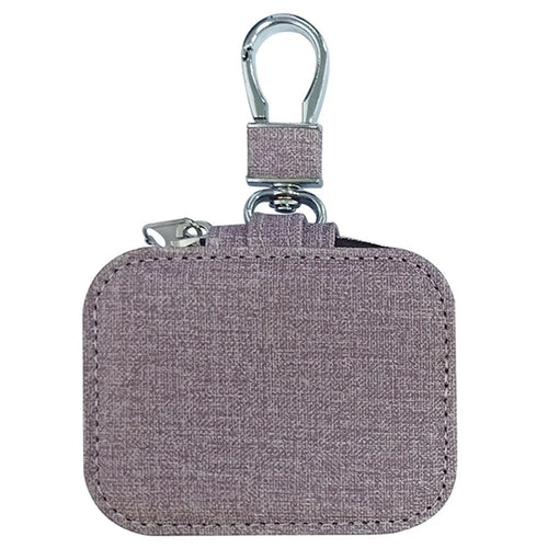 For Apple Series Earphone Case Portable PU Leather Small Zipper Pouch Cover Fabric-like Texture - Purple - 1