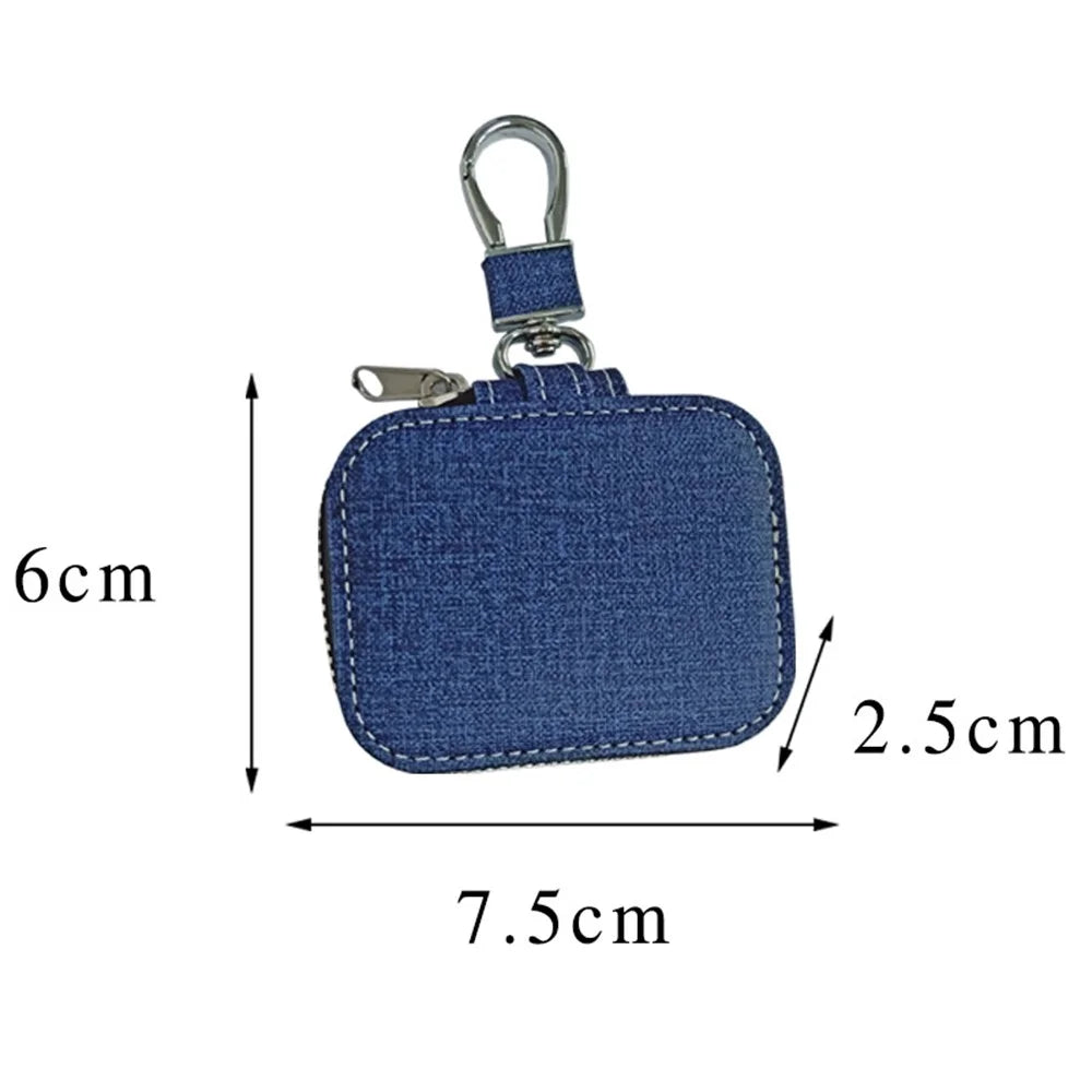 For Apple Series Earphone Case Portable PU Leather Small Zipper Pouch Cover Fabric-like Texture - Purple - 2