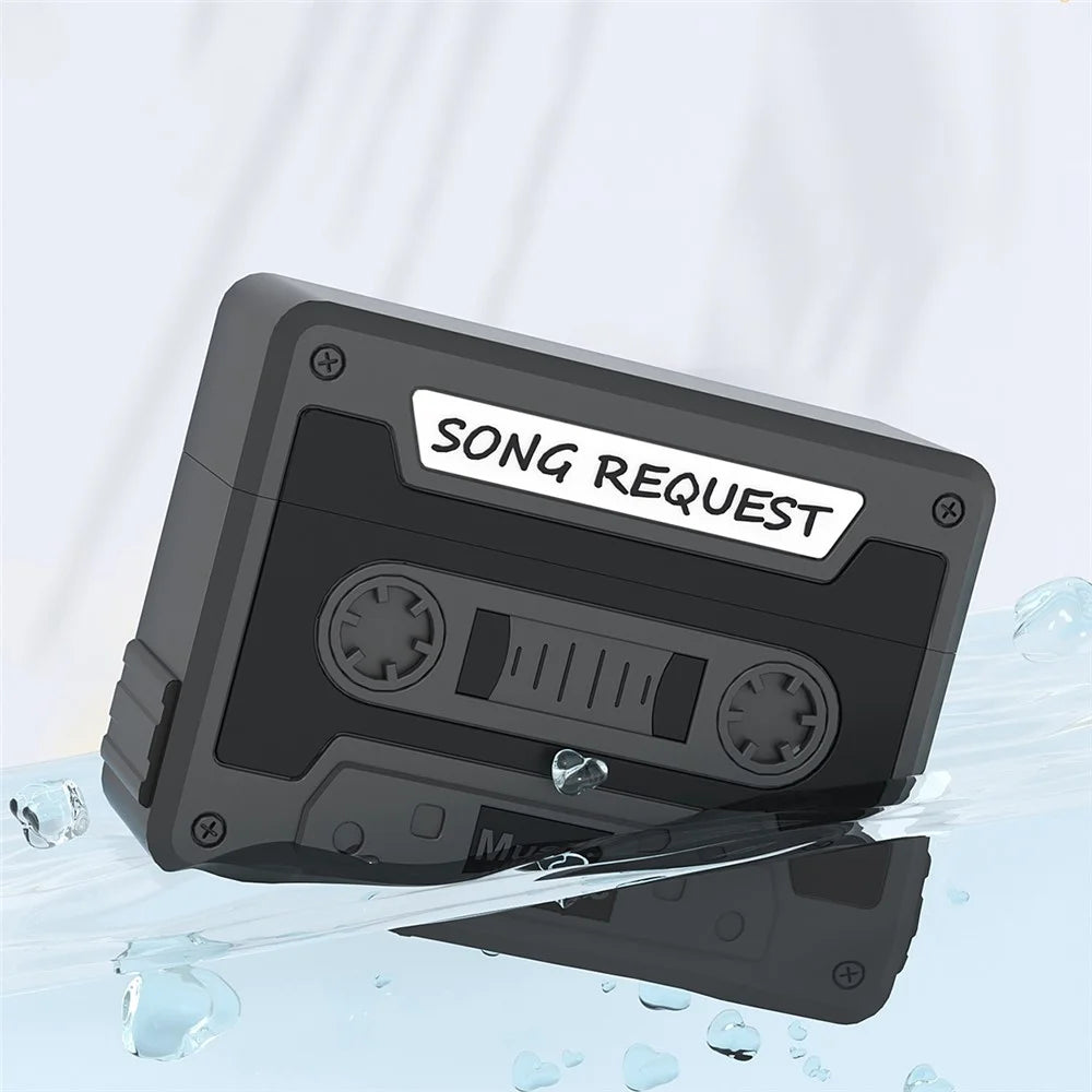 For Apple AirPods Pro 2 / AirPods Pro Case Cassette Tape Design Portable Liquid Silicone Earbuds Cover with Strap - Black - 4