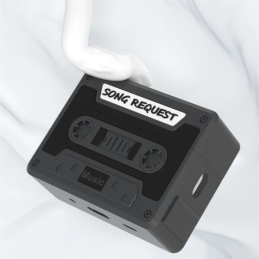 For Apple AirPods Pro 2 / AirPods Pro Case Cassette Tape Design Portable Liquid Silicone Earbuds Cover with Strap - Black - 6