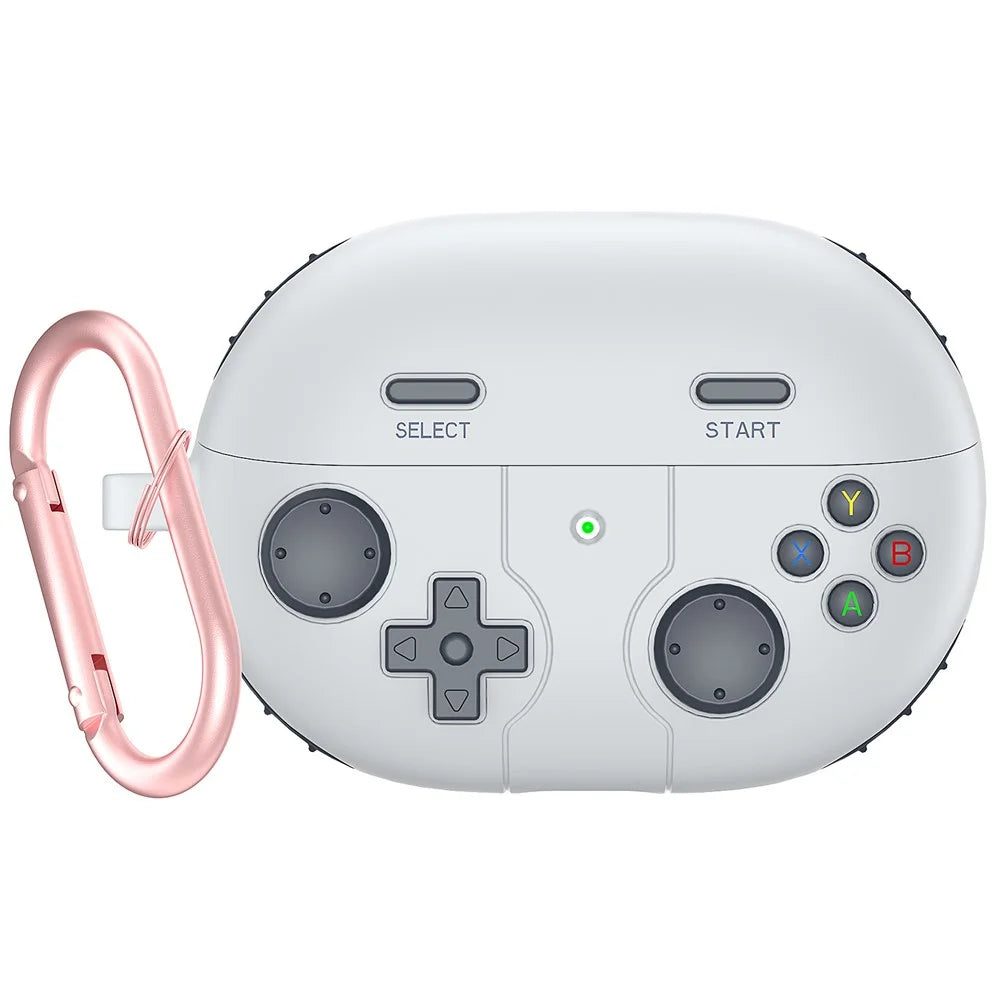 For Huawei Freebuds Pro 3 Case Game Console Design Liquid Silicone Earbuds Cover with Carabiner - Light Grey - 1