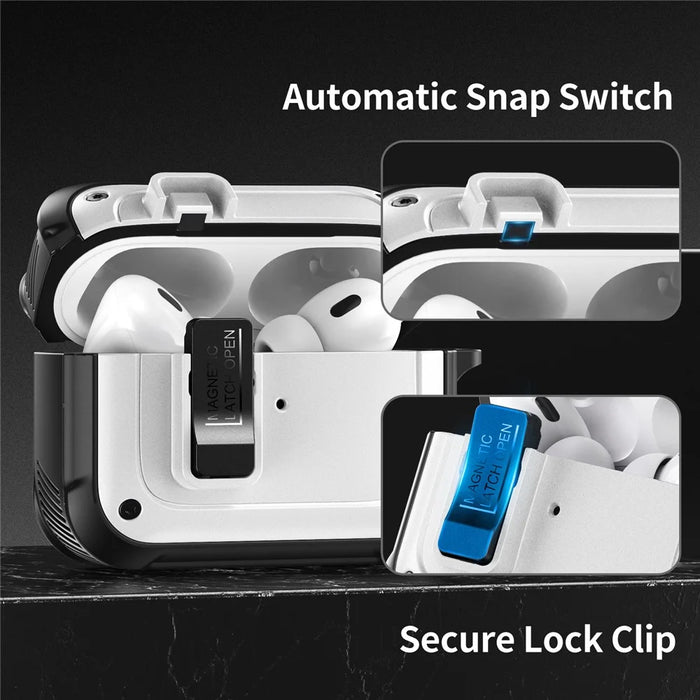 For Apple AirPods Pro 2 / AirPods Pro Case Compatible with MagSafe TPU+PC Automatic Open Earphone Cover - Ivory White - 3